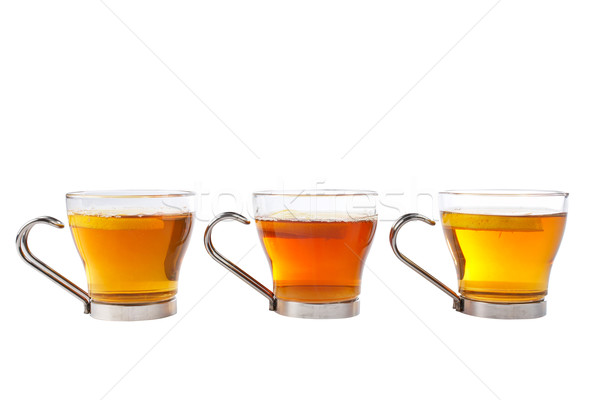 ストックフォト: 3 · ガラス · カップ · 茶 · 1 · スライス