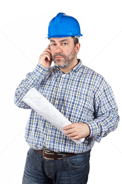 Construction worker talking with phone Stock photo © broker