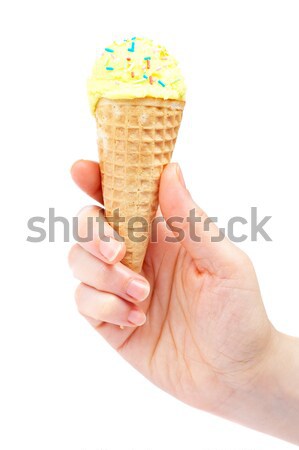 Stock foto: Halten · Vanille · Eis · Eistüte · isoliert