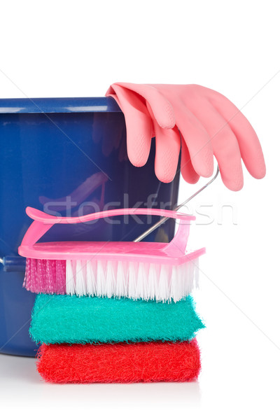 Nettoyage outils plastique seau blanche peu profond [[stock_photo]] © broker