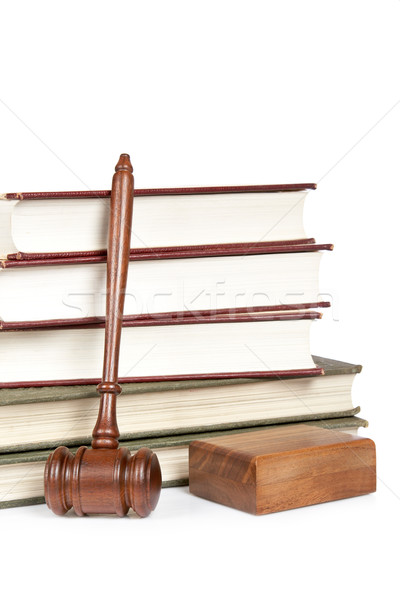 Wooden gavel and law books Stock photo © broker