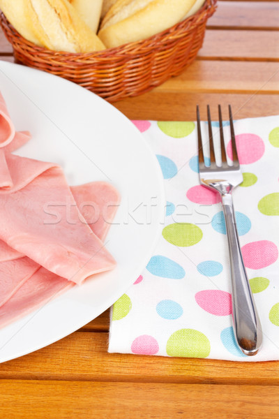 Stockfoto: Ham · smakelijk · witte · schotel · ondiep