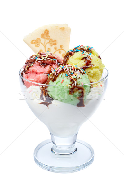 Ice cream with chocolate syrup Stock photo © broker