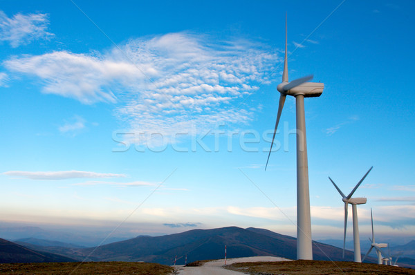 [[stock_photo]]: Ferme · coucher · du · soleil · hiver · nature · métal