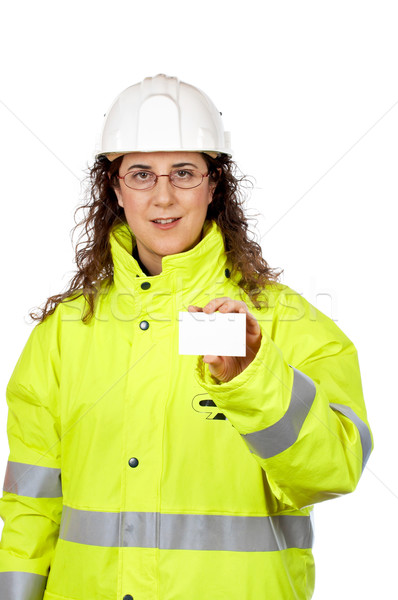 [[stock_photo]]: Homme · travailleur · de · la · construction · une · carte · vierge · blanche