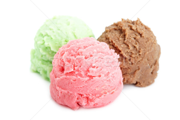 Foto stock: Sabor · helado · tres · aislado · blanco