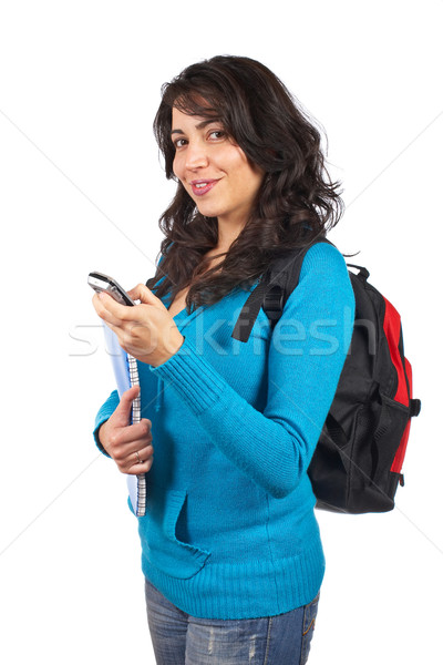 Estudiante mujer sms jóvenes cuaderno Foto stock © broker