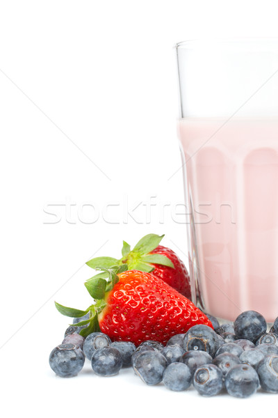 Stock photo: Strawberry milkshake with blueberries