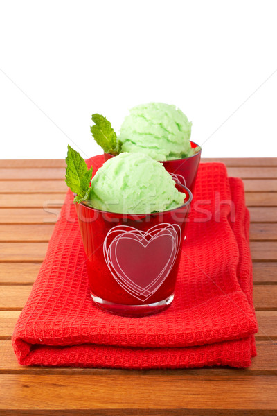 Two delicious mint ice creams Stock photo © broker