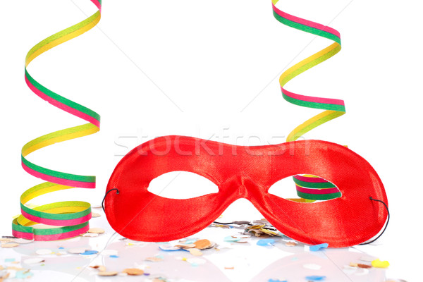 Karnaval parti kırmızı maske konfeti Stok fotoğraf © broker