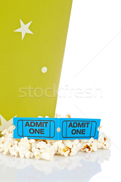 два билеты попкорн ковша изолированный белый Сток-фото © broker