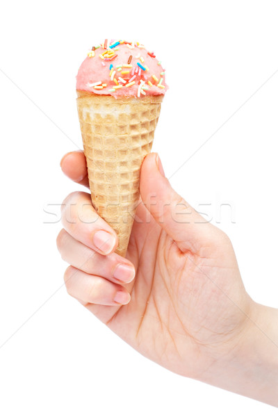 Stock photo: Holding delicious strawberry ice cream