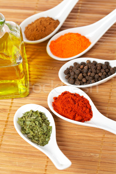 Spices and oil bottle Stock photo © broker
