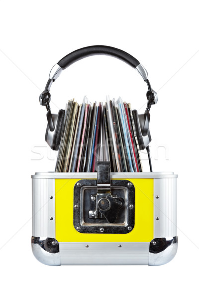 Disc jockey cuadro auriculares edad aislado blanco Foto stock © broker