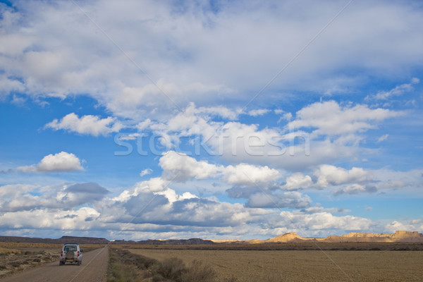 Guida nuvoloso cielo auto solitaria strada Foto d'archivio © broker