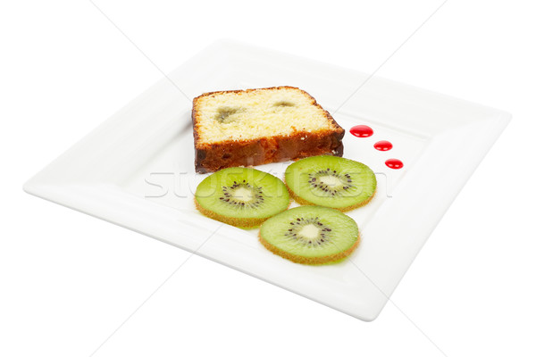 Stock photo: Slice of cake with kiwi