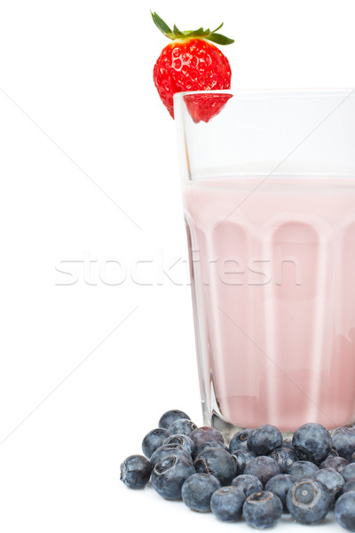 Stock photo: Strawberry milkshake with blueberries