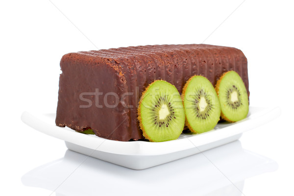 Torta kiwi piatto bianco poco profondo Foto d'archivio © broker