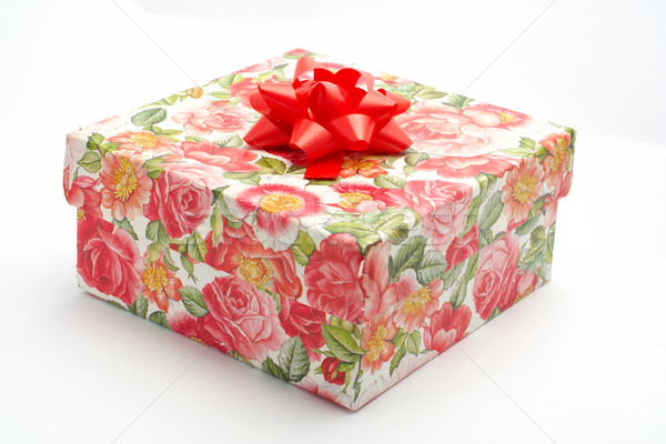 Ajándék doboz vörös szalag fehér izolált szív doboz Stock fotó © broker