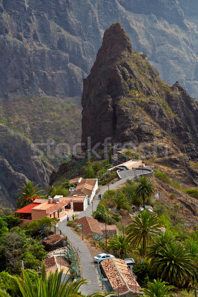 Kanári-szigetek falu kilátás hegyek Tenerife Spanyolország Stock fotó © broker
