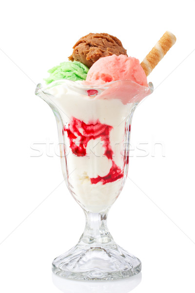 Stock photo: Multi flavor ice cream glass