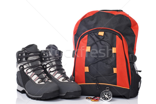 Montagne aventure randonnée bottes boussole [[stock_photo]] © broker