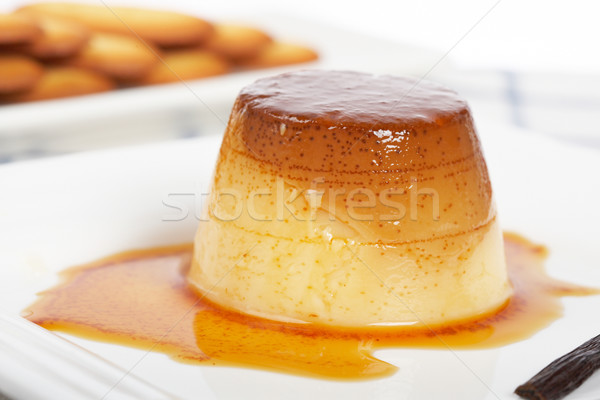 Cream caramel dessert and cookies Stock photo © broker
