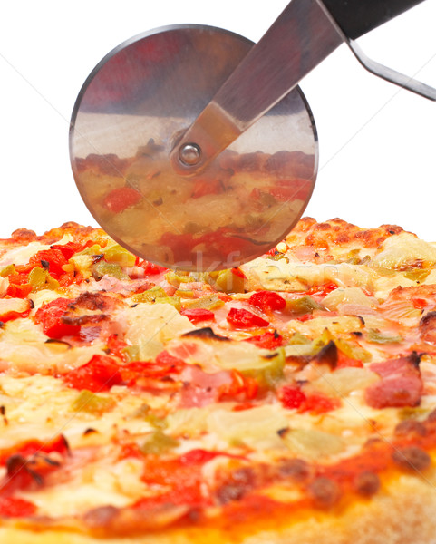 Imagine de stoc: Italian · pizza · gustos · izolat · alb · superficial