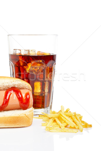 Hot Dog соды картофель фри стекла белый мелкий Сток-фото © broker
