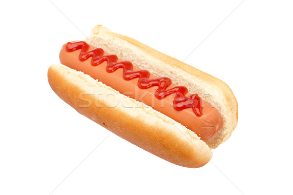 Foto stock: Cachorro-quente · ketchup · isolado · branco · raso · cão
