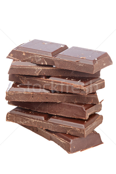 Blokken chocolade geïsoleerd witte ondiep voedsel Stockfoto © broker