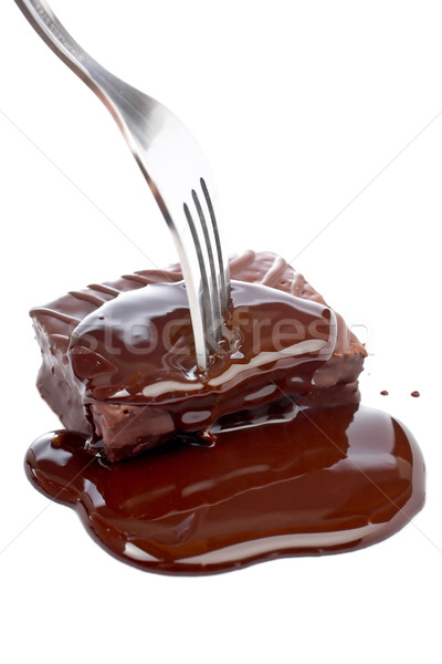 Fork pricking chocolate Stock photo © broker