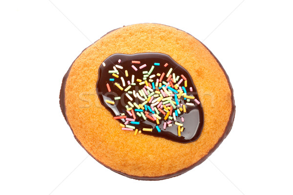 Stockfoto: Cake · chocoladestroop · snoep · geïsoleerd · witte · ondiep