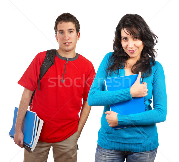 Doua studenţi cărţi alb concentra Imagine de stoc © broker