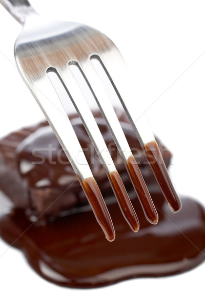 Fork and two chocolate cakes Stock photo © broker