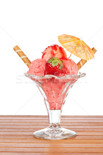 Delicious strawberry ice cream with umbrella Stock photo © broker