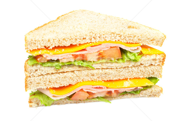 [[stock_photo]]: Saine · jambon · sandwich · fromages · tomates · laitue