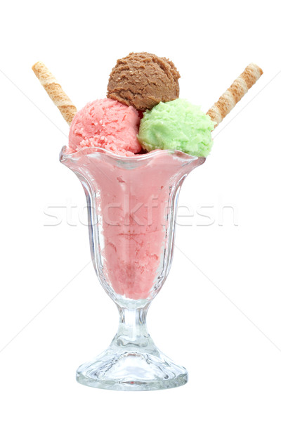 Stock fotó: íz · fagylalt · üveg · finom · izolált · fehér