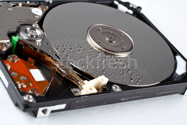 Opened hard disk drive, with water drops Stock photo © broker