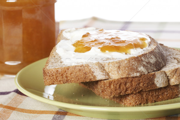 朝食 トースト バター 桃 ジャム ガラス ストックフォト © broker