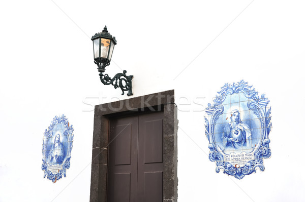 Azulejos - Portuguese glazed tiles, Parish church, Canico, Madeira, Portugal Stock photo © brozova