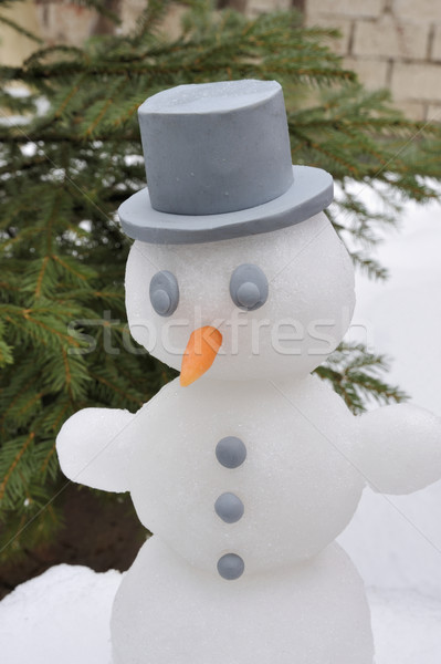 Snowman twarz lodu piłka funny biały Zdjęcia stock © brozova