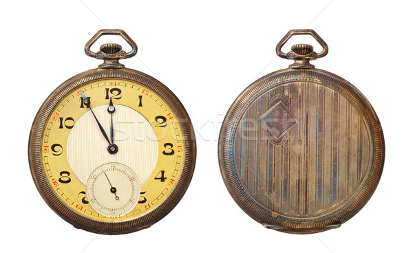 Old antique pocket watch isolated on white background. Clipping path included. Stock photo © brozova