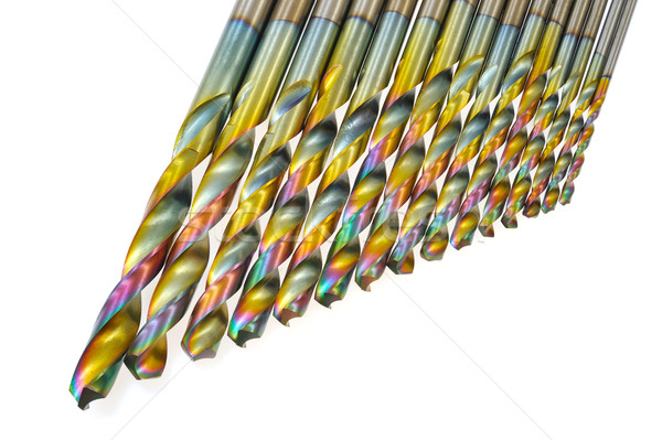 Drill bits set isolated on white - coated with cobalt Stock photo © brozova