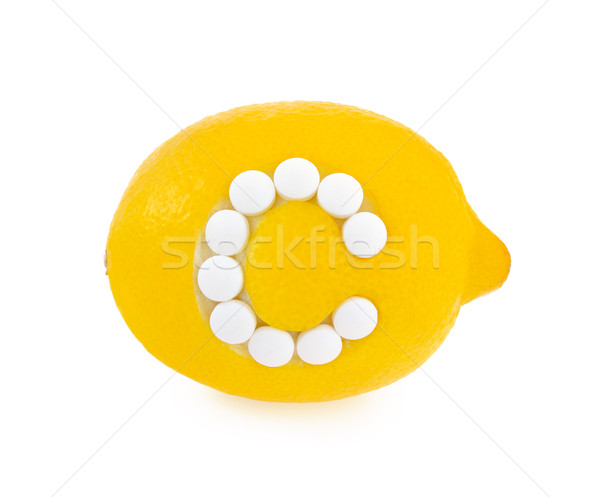 Foto d'archivio: Limone · vitamina · c · pillole · bianco · alimentare · salute