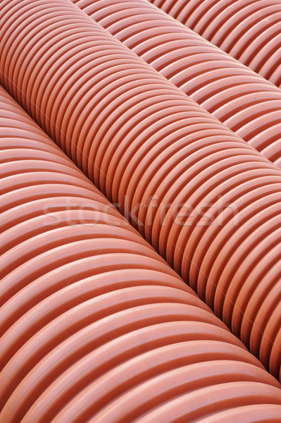 Plastic drainage pipes stacked - sewage conduit Stock photo © brozova
