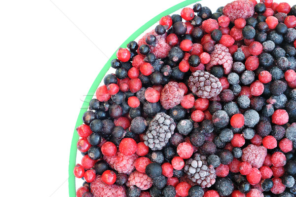 Frozen mixed fruit in bowl - berries - red currant, cranberry, raspberry, blackberry, bilberry, blue Stock photo © brozova