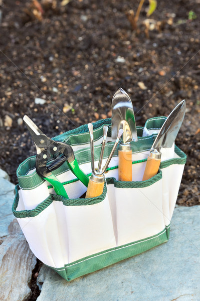 Detay bahçe aletleri araç çanta açık çalışmak Stok fotoğraf © brozova