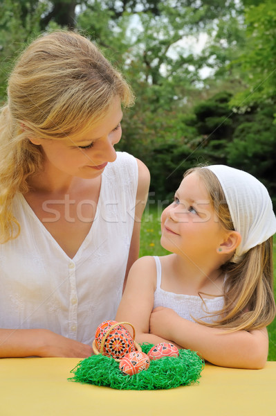 Jovem mãe filha páscoa tempo família Foto stock © brozova