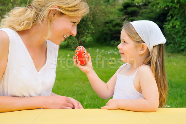 Young mother and daughter having Easter time Stock photo © brozova
